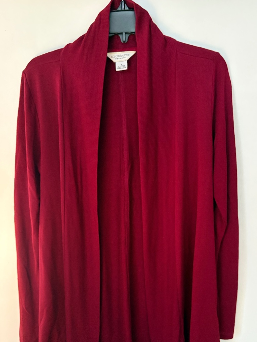 Liz Claiborne open-front draped cardigan.